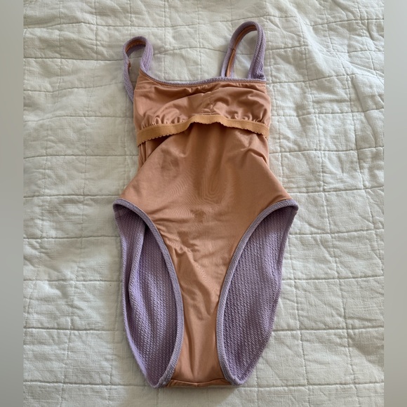 COPY - J Crew Textured Squareneck One-Piece in Dusty Mauve, Size 2 - Picture 3 of 3